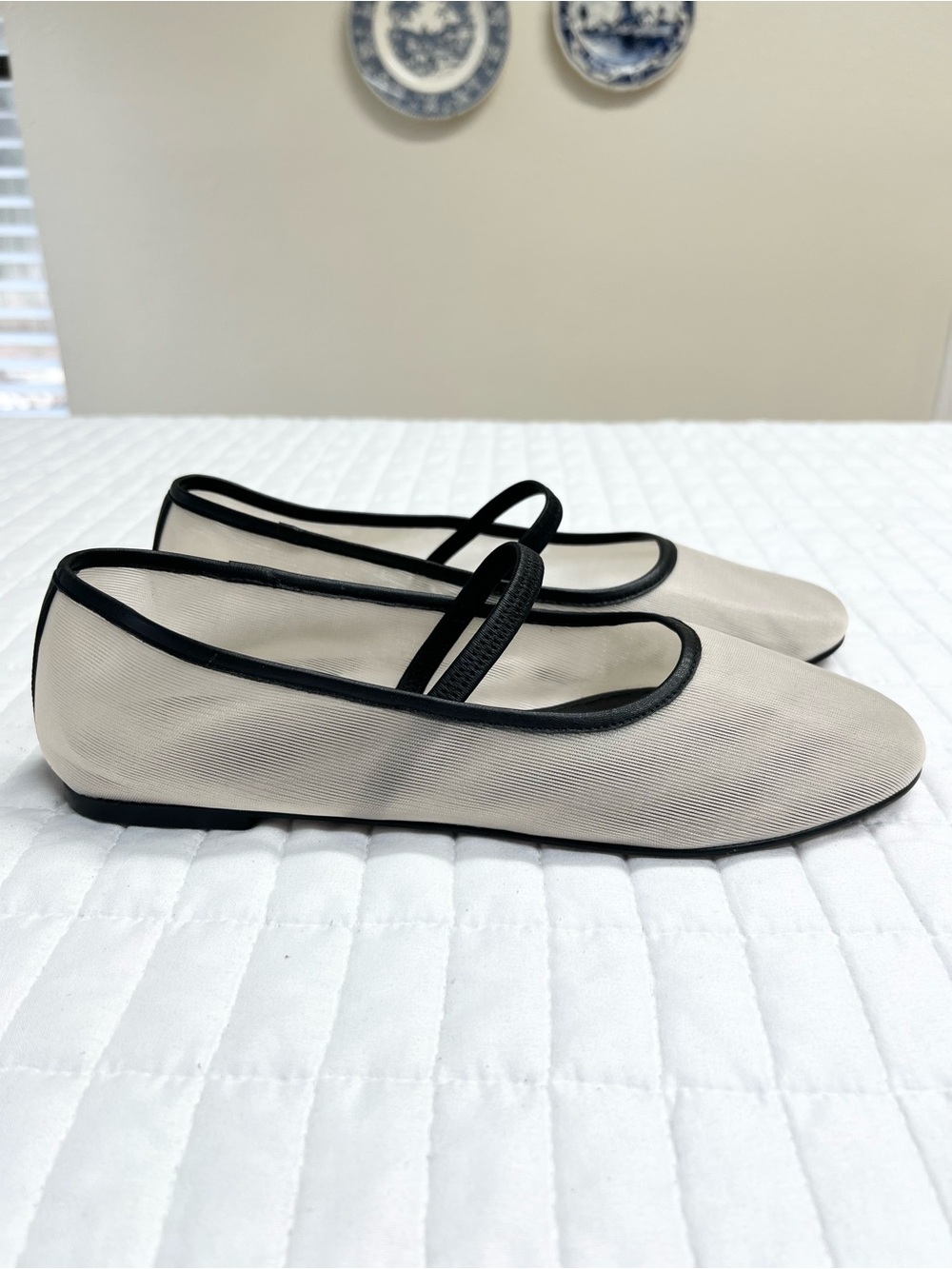 Madewell The Greta Ballet Flat in Ecru and Black Mesh Size 9.5 - Picture 6 of 12